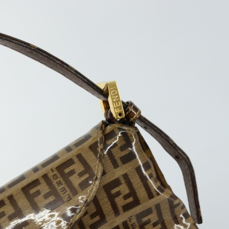 【日本直送】FENDI Zucchino帆布Mamma Baguette單肩包琺瑯米色金色正品 146481-16