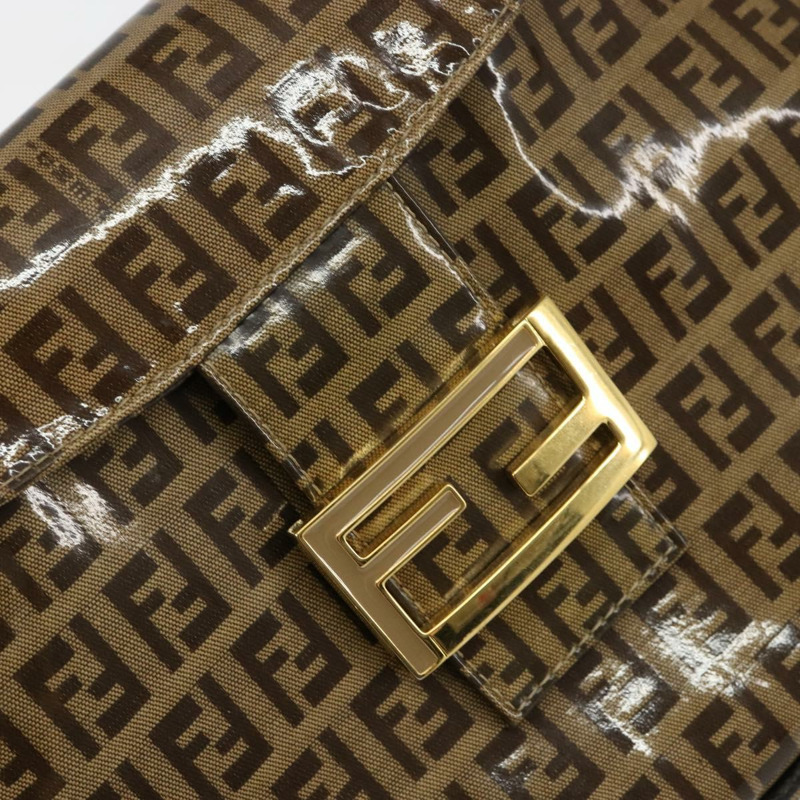 【日本直送】FENDI Zucchino帆布Mamma Baguette單肩包琺瑯米色金色正品 146481-17