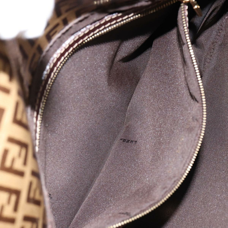 【日本直送】FENDI Zucchino帆布Mamma Baguette單肩包琺瑯米色金色正品 146481-22