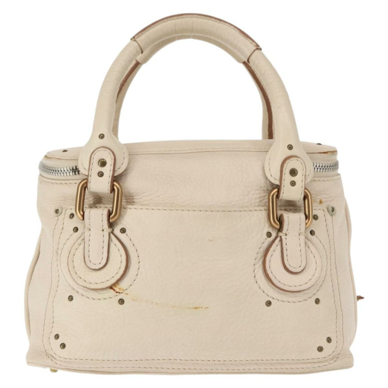 【日本直送】Chloe Paddington 手提包 皮革 白色 金 銀色 正品 BA7074-1