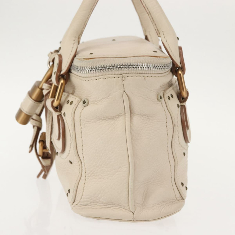 【日本直送】Chloe Paddington 手提包 皮革 白色 金 銀色 正品 BA7074-3