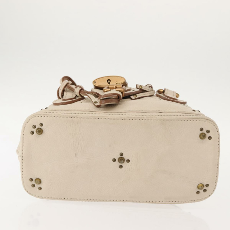 【日本直送】Chloe Paddington 手提包 皮革 白色 金 銀色 正品 BA7074-5