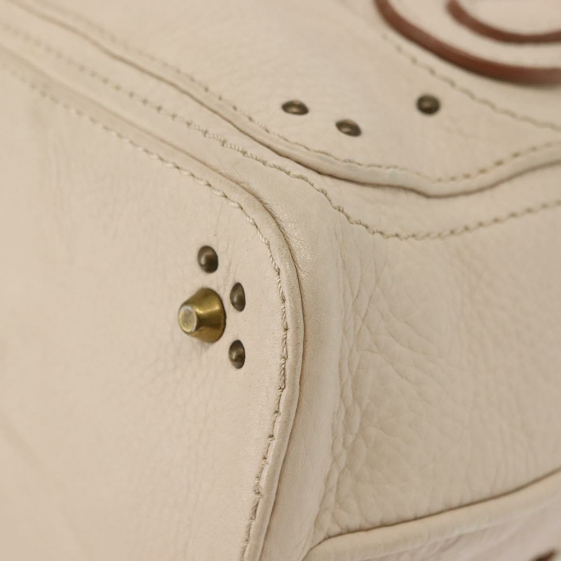 【日本直送】Chloe Paddington 手提包 皮革 白色 金 銀色 正品 BA7074-14