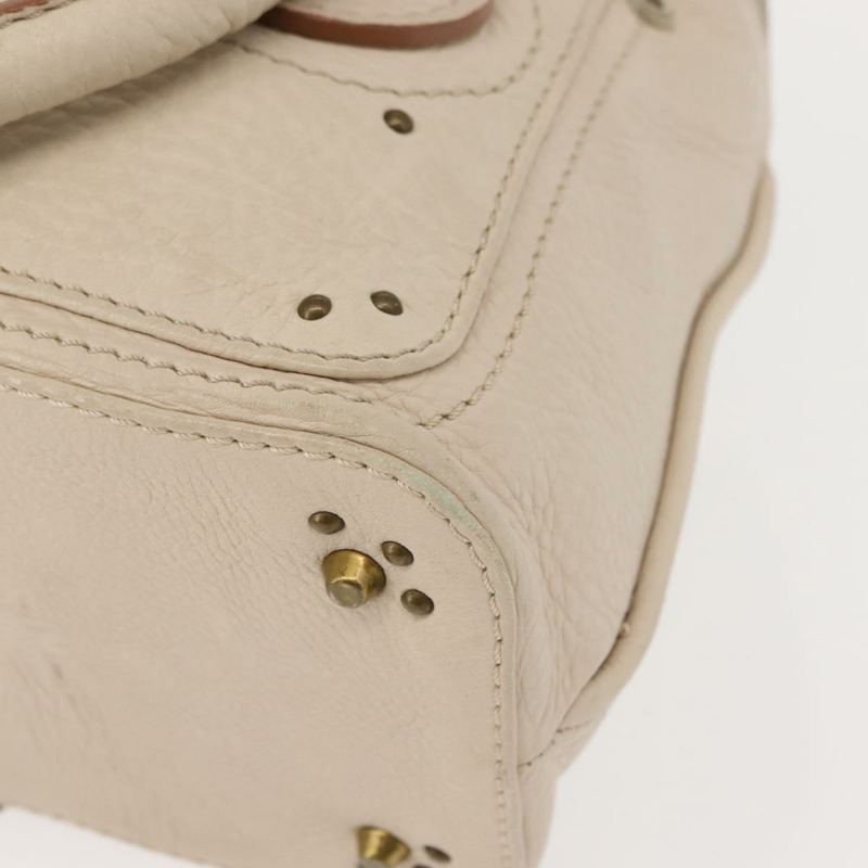 【日本直送】Chloe Paddington 手提包 皮革 白色 金 銀色 正品 BA7074-16