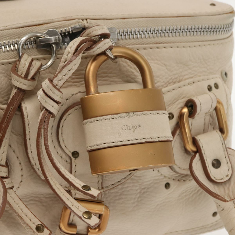 【日本直送】Chloe Paddington 手提包 皮革 白色 金 銀色 正品 BA7074-17