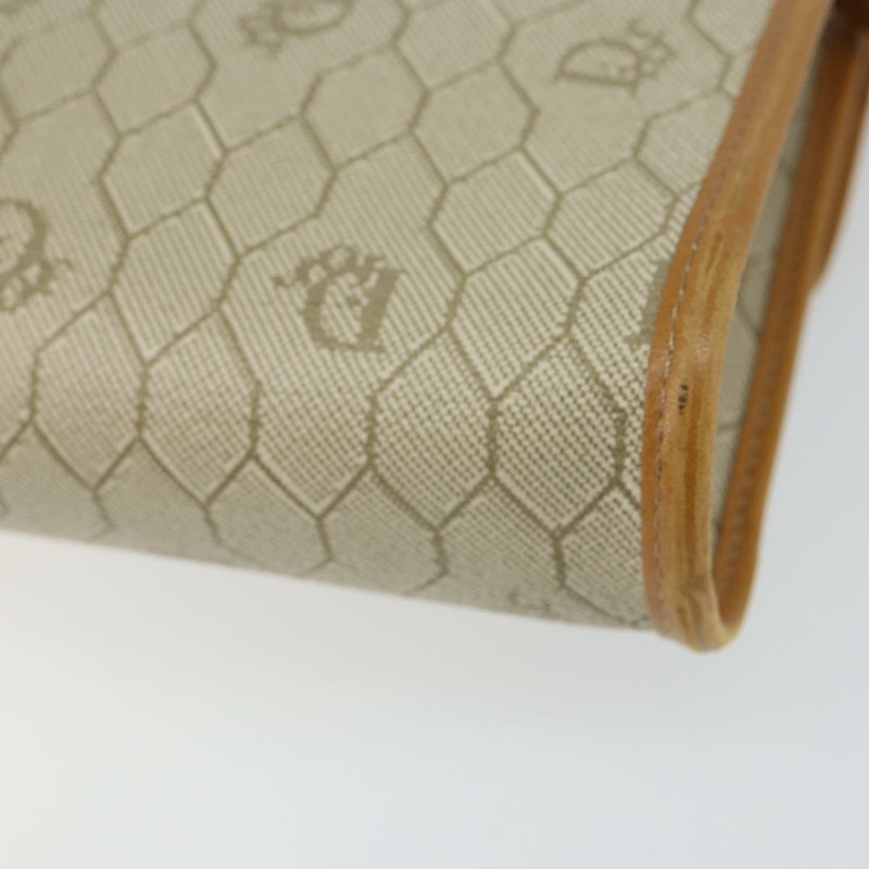 【日本直送】Christian Dior 蜂巢帆布肩背包 PVC 皮革 米色 金色 正品 BA7080-14