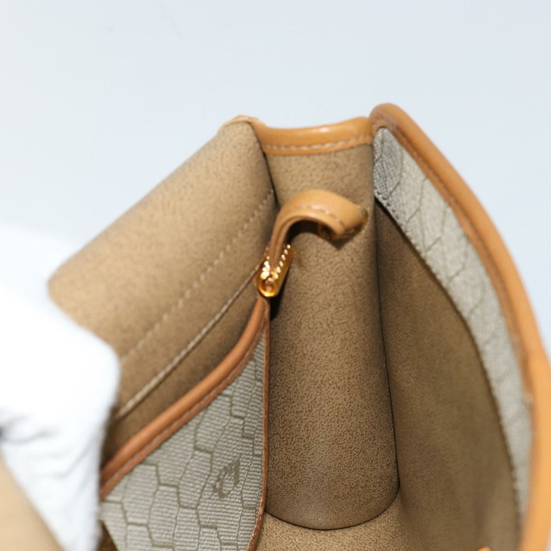 【日本直送】Christian Dior 蜂巢帆布肩背包 PVC 皮革 米色 金色 正品 BA7080-18