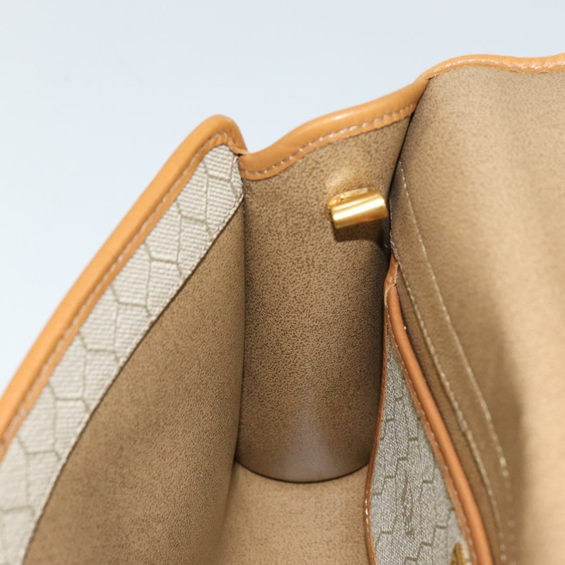 【日本直送】Christian Dior 蜂巢帆布肩背包 PVC 皮革 米色 金色 正品 BA7080-19
