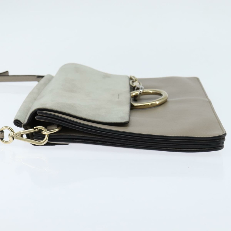 【日本直送】Chloe Fay 肩背包 麂皮 皮革 灰色 金色 正品 BA7076-2