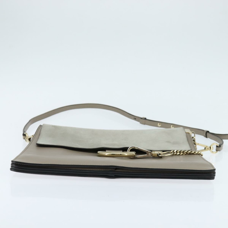 【日本直送】Chloe Fay 肩背包 麂皮 皮革 灰色 金色 正品 BA7076-4