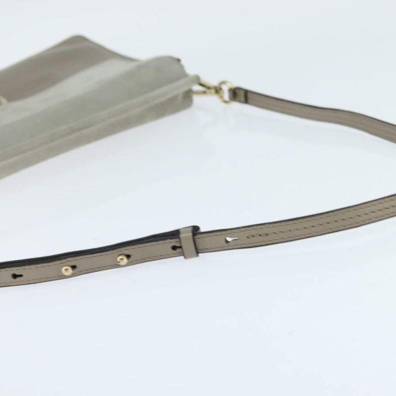 【日本直送】Chloe Fay 肩背包 麂皮 皮革 灰色 金色 正品 BA7076-6