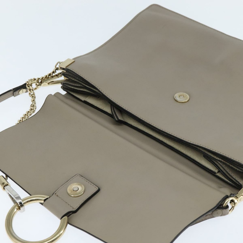 【日本直送】Chloe Fay 肩背包 麂皮 皮革 灰色 金色 正品 BA7076-9