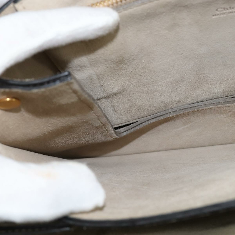 【日本直送】Chloe Fay 肩背包 麂皮 皮革 灰色 金色 正品 BA7076-19