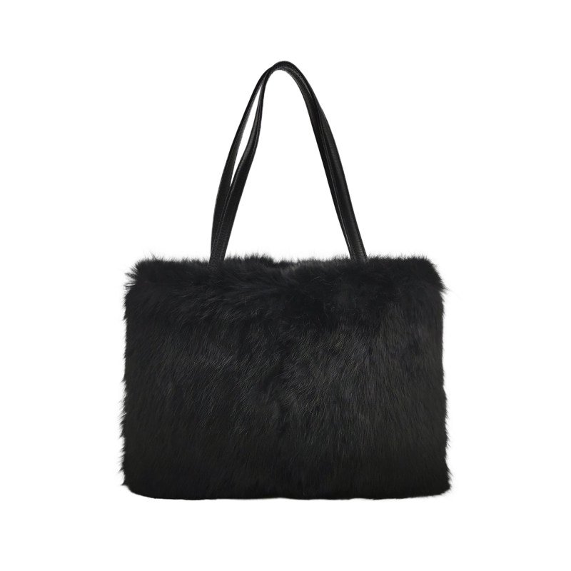 Burberry 牛皮純色毛絨手提包-0