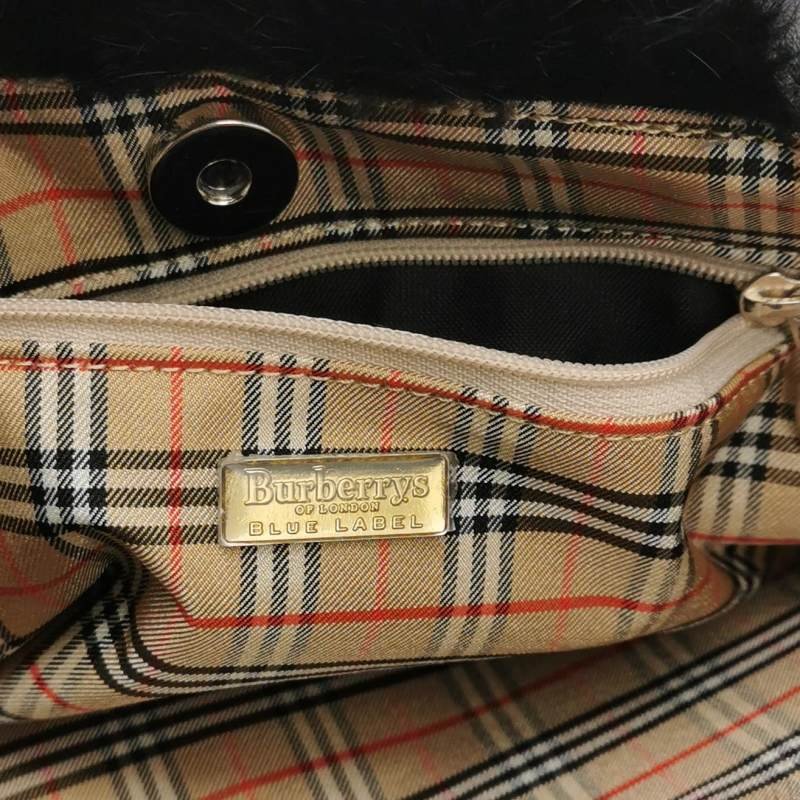 Burberry 牛皮純色毛絨手提包-7