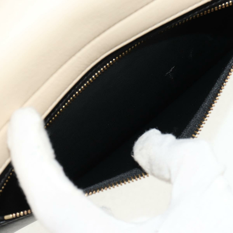 【日本直送】CELINE Trapeze 手提包 皮革絨面革 2way 米色 黑色 金色 Auth BA7053-20