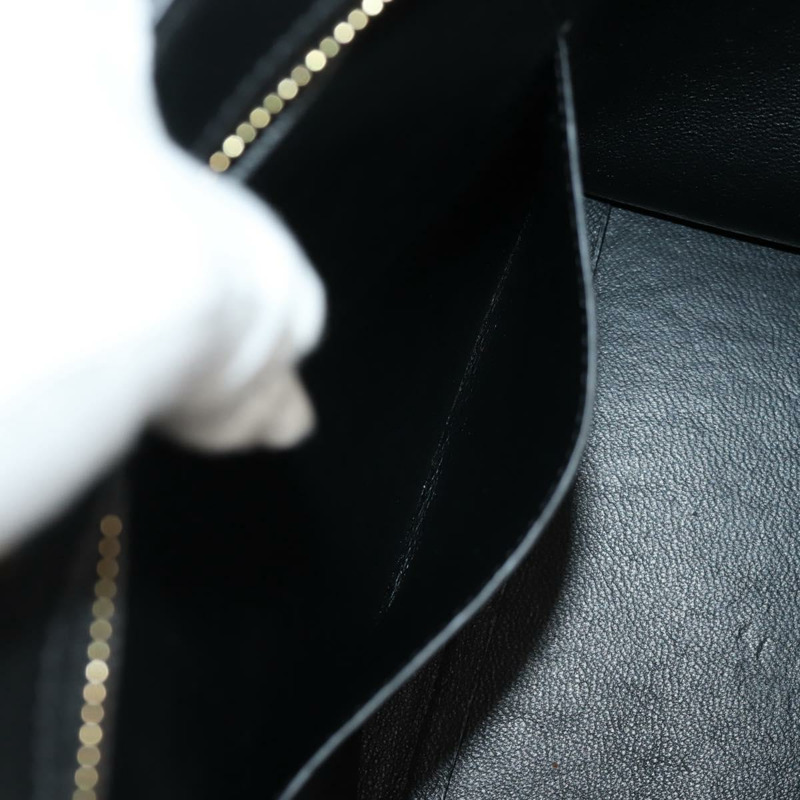 【日本直送】CELINE Trapeze 手提包 皮革絨面革 2way 米色 黑色 金色 Auth BA7053-28