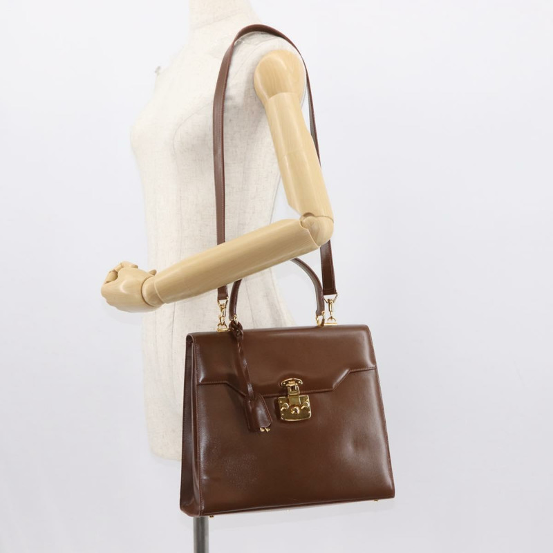 【日本直送】GUCCI Ready lock 手提包 皮革 2way 棕色金色 000 2110 0192 Auth ep11362-24