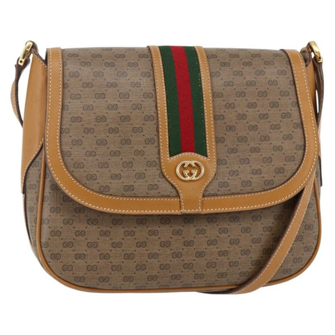 GUCCI Micro GG Supreme Web Sherry Line Bag PVC Beige 001 115 0914 Auth BA7111