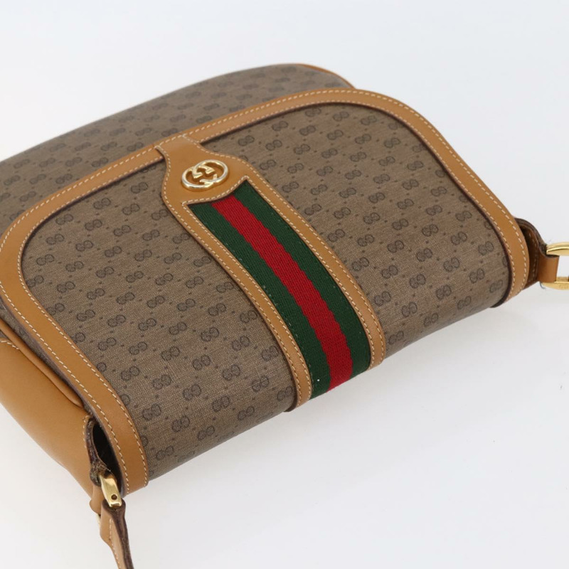 【日本直送】GUCCI Micro GG Supreme Web Sherry Line Bag PVC Beige 001 115 0914 Auth BA7111-5