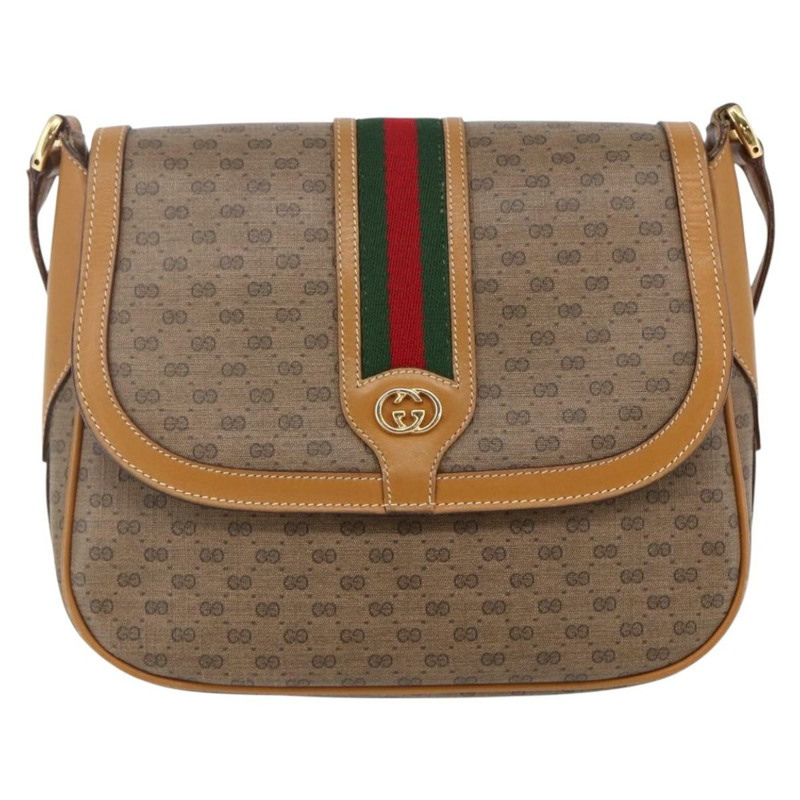 【日本直送】GUCCI Micro GG Supreme Web Sherry Line Bag PVC Beige 001 115 0914 Auth BA7111-12