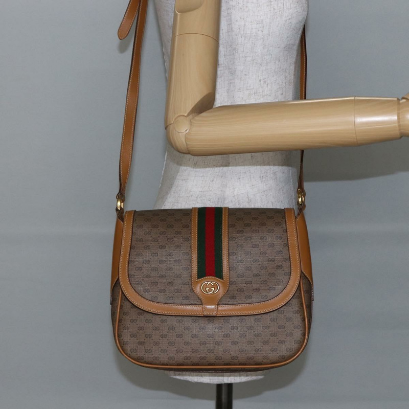 【日本直送】GUCCI Micro GG Supreme Web Sherry Line Bag PVC Beige 001 115 0914 Auth BA7111-20