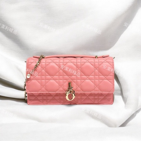莉亞精品♡ miss dior手提鏈條包 粉 全新閒置