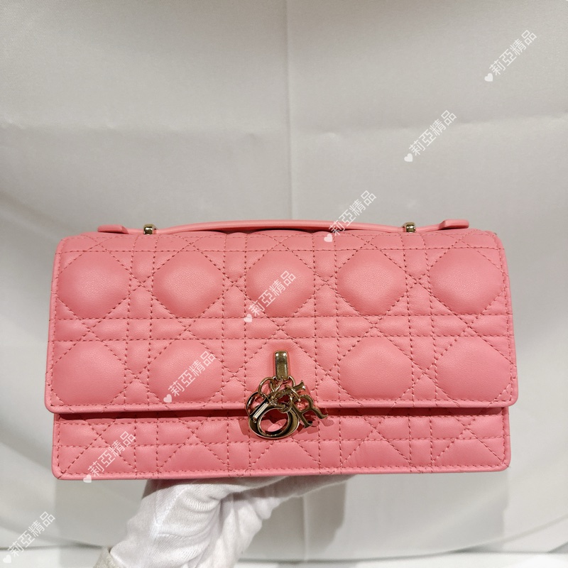莉亞精品♡ miss dior手提鏈條包 粉 全新閒置-2