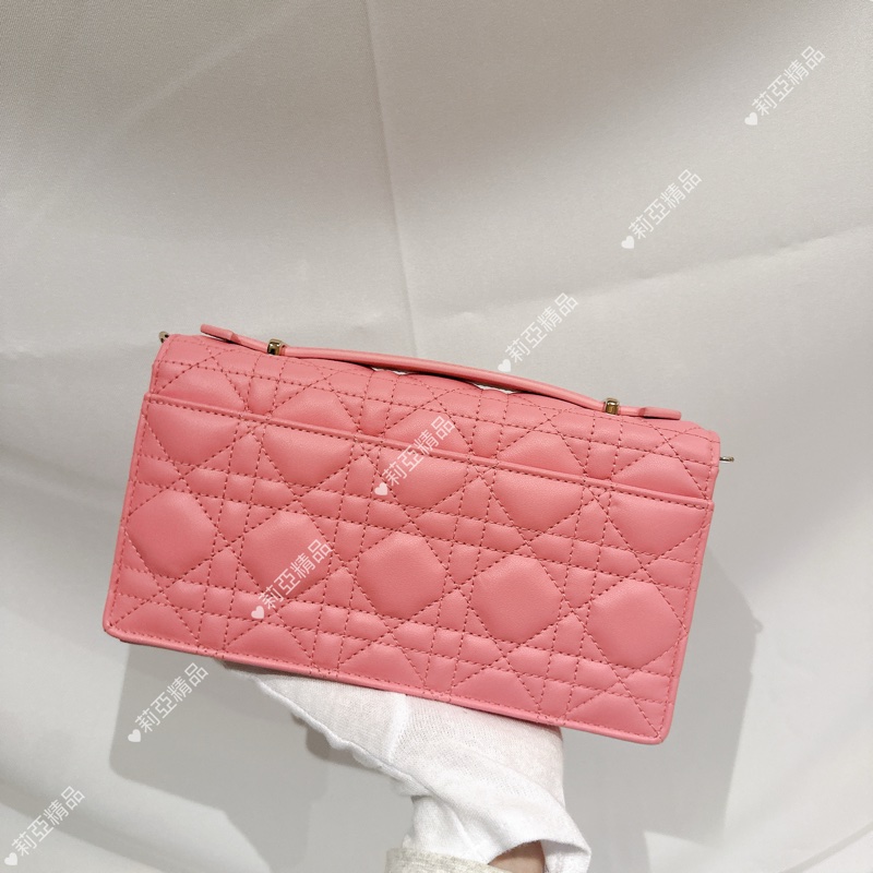 莉亞精品♡ miss dior手提鏈條包 粉 全新閒置-3