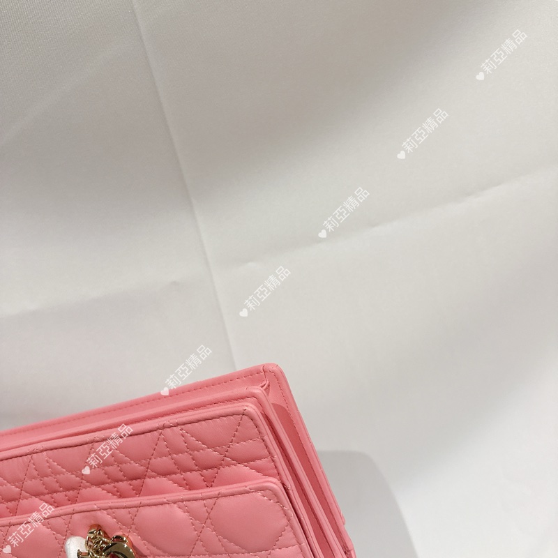 莉亞精品♡ miss dior手提鏈條包 粉 全新閒置-8