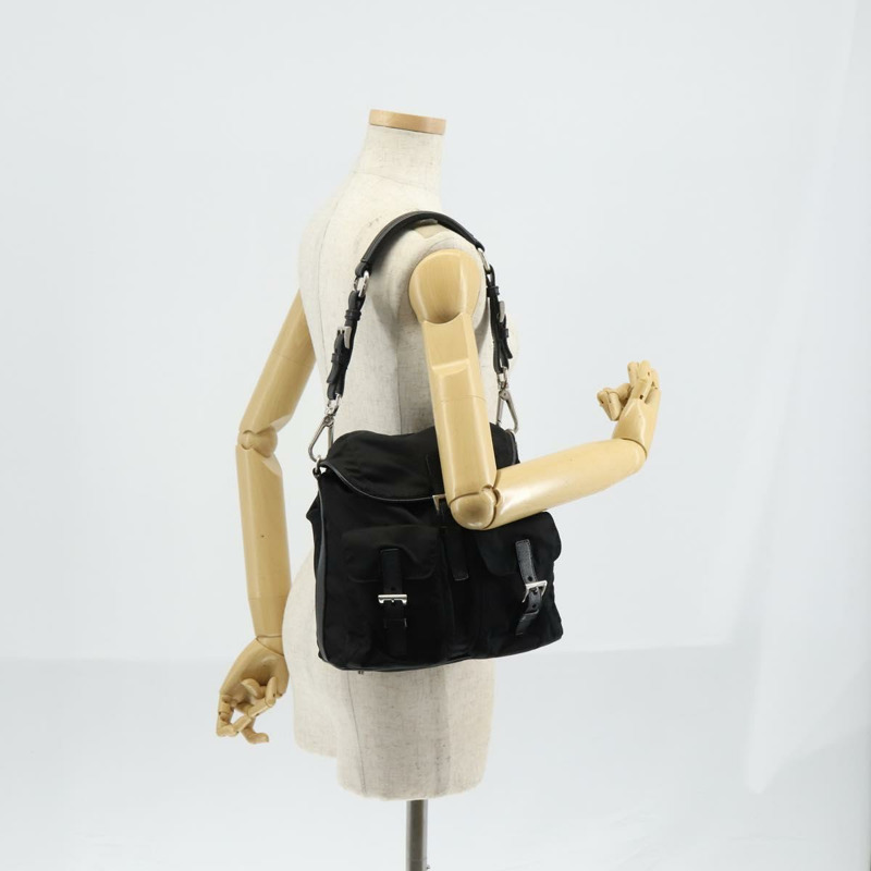 【日本直送】PRADA 單肩包 尼龍 黑色 銀色 正品 147531-24