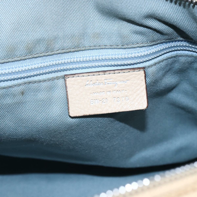 【日本直送】Salvatore Ferragamo Gancini 手提包 皮革 兩用 米色 銀色 正品 147517-11