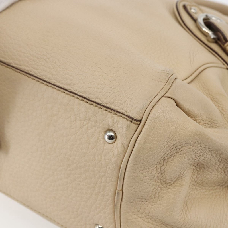 【日本直送】Salvatore Ferragamo Gancini 手提包 皮革 兩用 米色 銀色 正品 147517-15