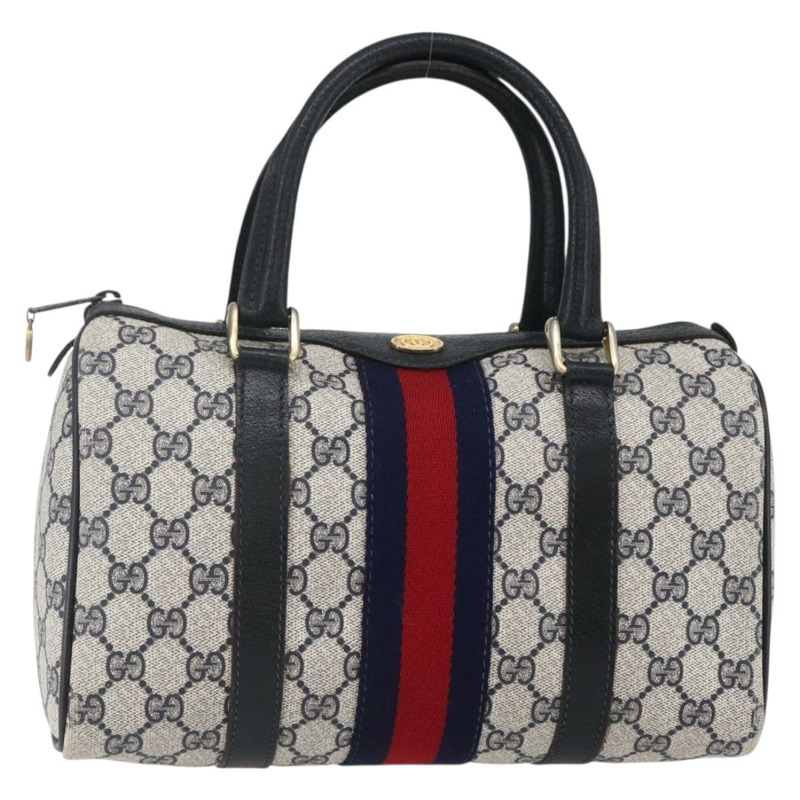 【日本直送】GUCCI GG Supreme Sherry Line 波士頓包 PVC 海軍藍 金色 40 3841 正品 147499-0