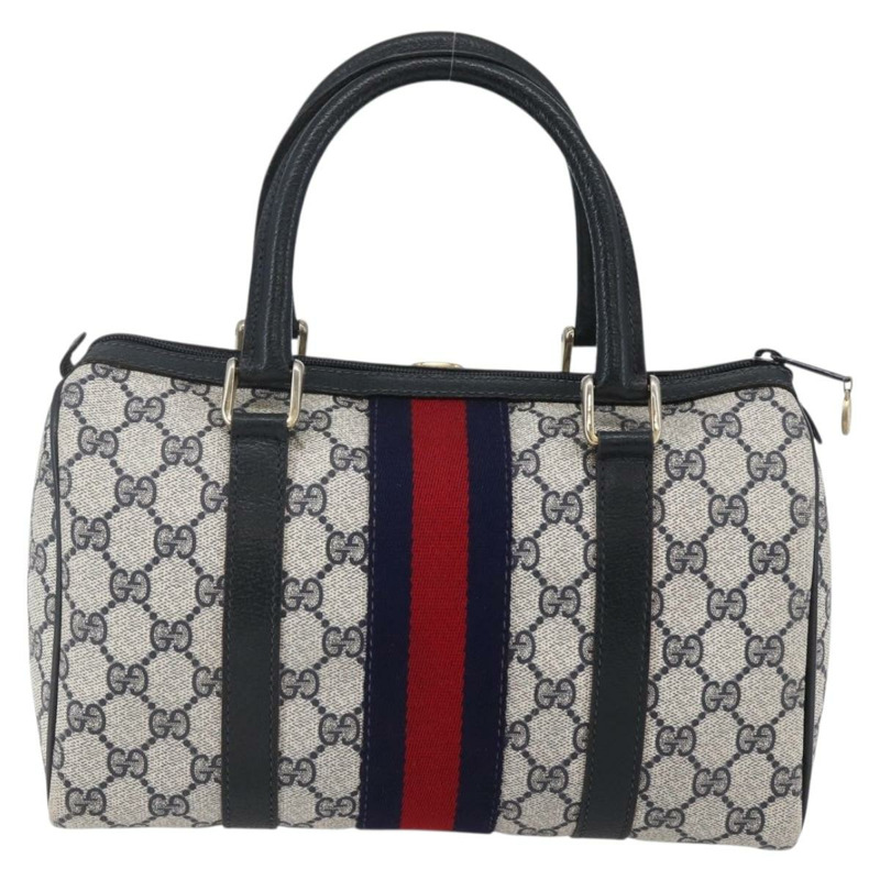 【日本直送】GUCCI GG Supreme Sherry Line 波士頓包 PVC 海軍藍 金色 40 3841 正品 147499-1