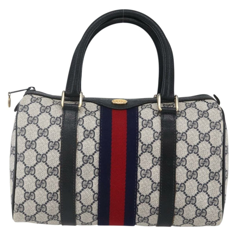 【日本直送】GUCCI GG Supreme Sherry Line 波士頓包 PVC 海軍藍 金色 40 3841 正品 147499-12