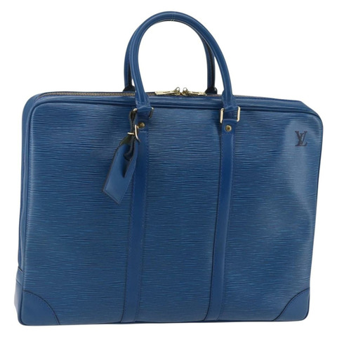 路易威登 Epi Porte Documents Voyage 商務包 藍色 M54475 LV Auth 147992