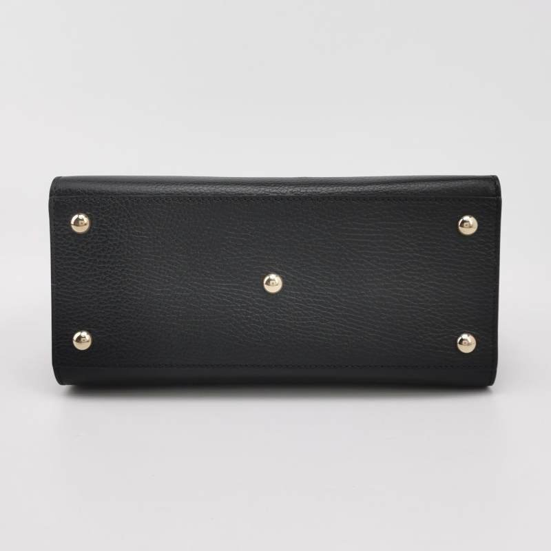 Gucci Soho 牛皮純色壓紋雙G殺手包斜挎包單肩包 9.8新-5