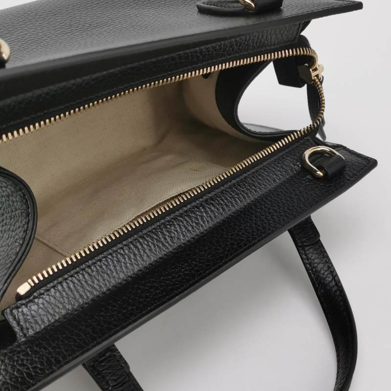 Gucci Soho 牛皮純色壓紋雙G殺手包斜挎包單肩包 9.8新-6