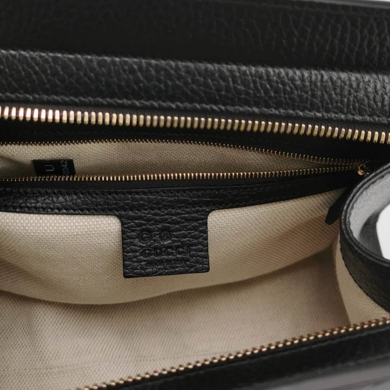 Gucci Soho 牛皮純色壓紋雙G殺手包斜挎包單肩包 9.8新-7