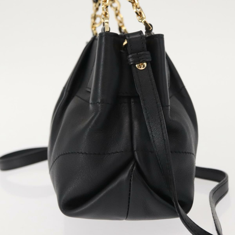 【日本直送】Salvatore Ferragamo Gancini 手提包 皮革 2way 黑色 金色 Auth 148032-3