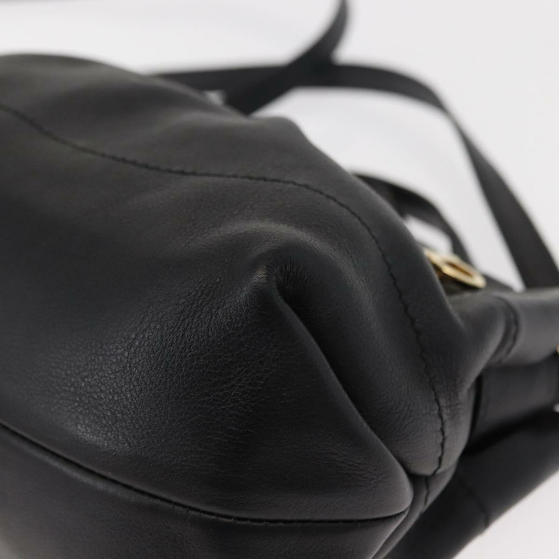 【日本直送】Salvatore Ferragamo Gancini 手提包 皮革 2way 黑色 金色 Auth 148032-14