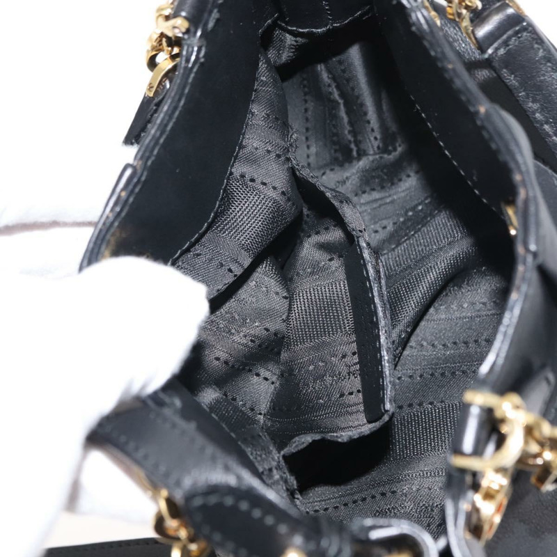 【日本直送】Salvatore Ferragamo Gancini 手提包 皮革 2way 黑色 金色 Auth 148032-21