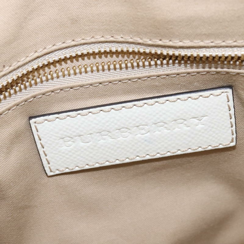 【日本直送】BURBERRY Nova 格紋手提包 PVC 皮革 2way 米色 金色 Auth 147477-18