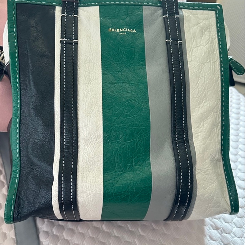 Balenciaga Bazar中號 綠色條紋-0