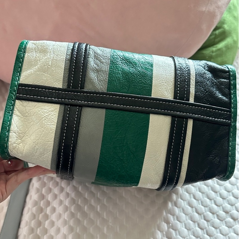 Balenciaga Bazar中號 綠色條紋-2