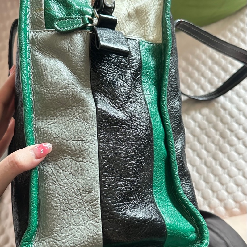 Balenciaga Bazar中號 綠色條紋-3