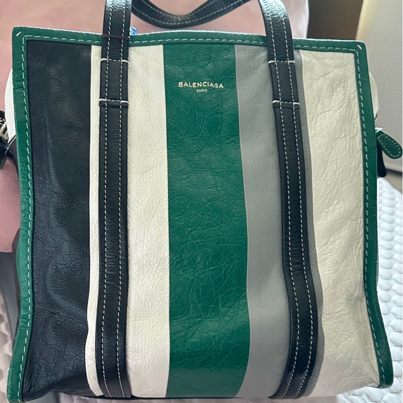Balenciaga Bazar中號 綠色條紋-8