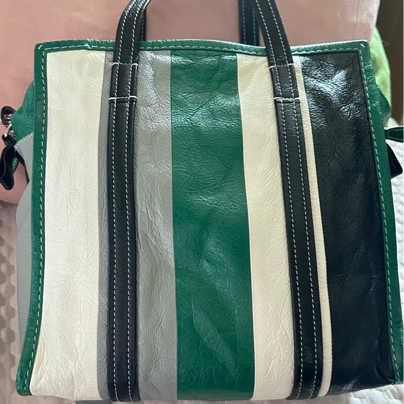 Balenciaga Bazar中號 綠色條紋-9