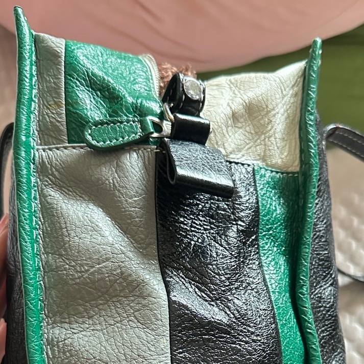 Balenciaga Bazar中號 綠色條紋-13